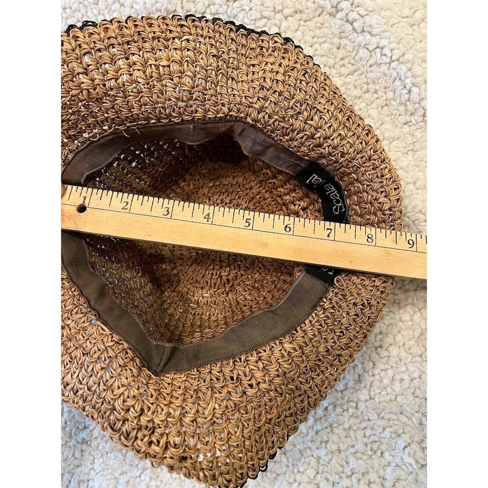 Scala Womens Brown Floppy Straw Sun Hat Wide Brim Packable resort vacation beach - Picture 7 of 7
